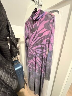 AFRM Long Sleeve Maxi Dress in Purple and Black